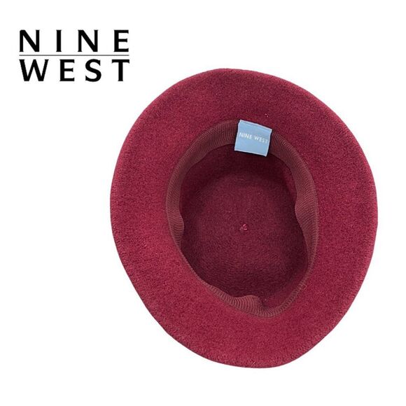 Nine West Wool Blend Cloche Hat – Burgundy with Floral Sequin Detail - Picture 3 of 6